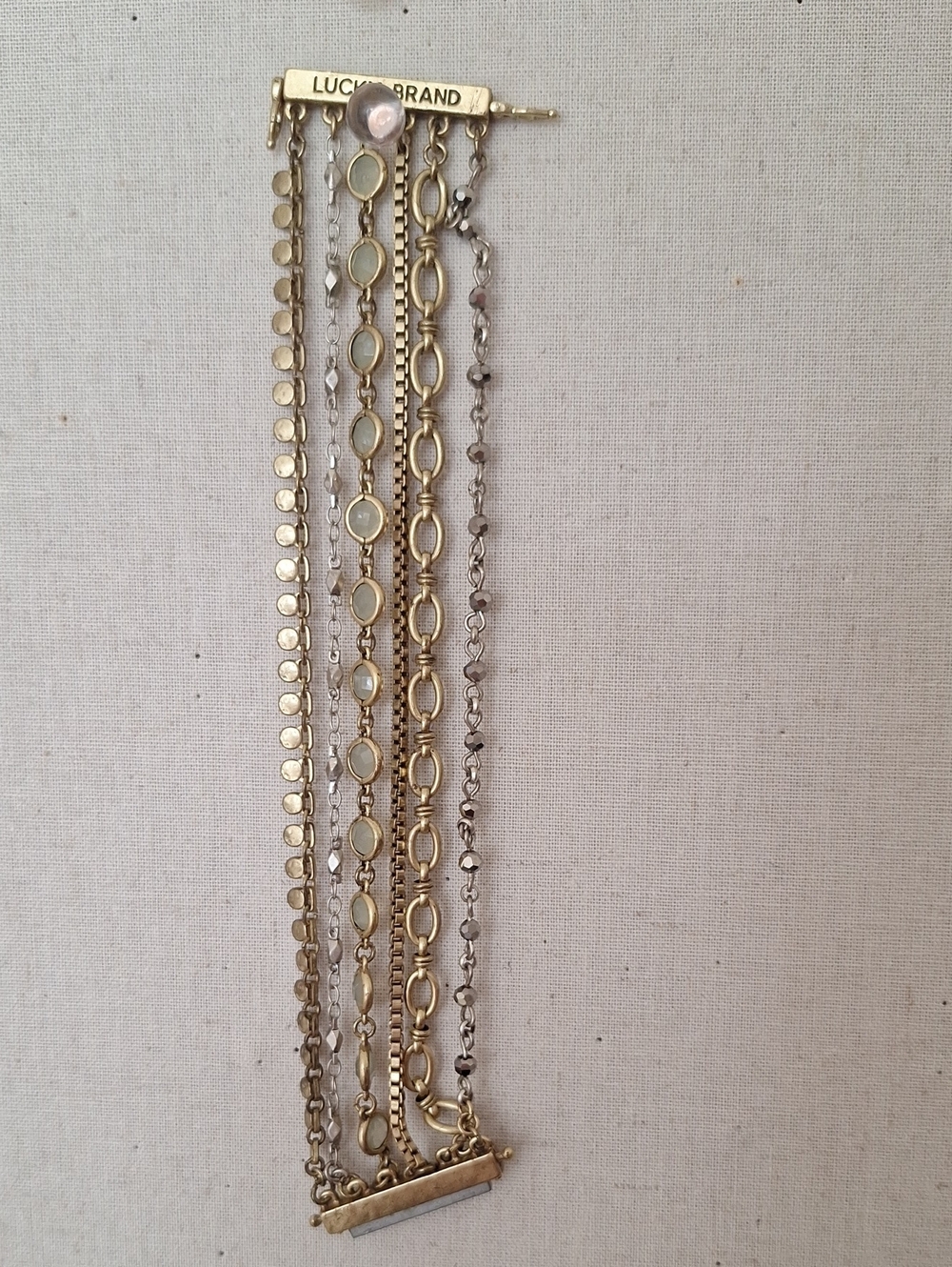 Lucky Brand Gold and Silver Multi-Chain Bracelet with Magnetic Slide Clousure